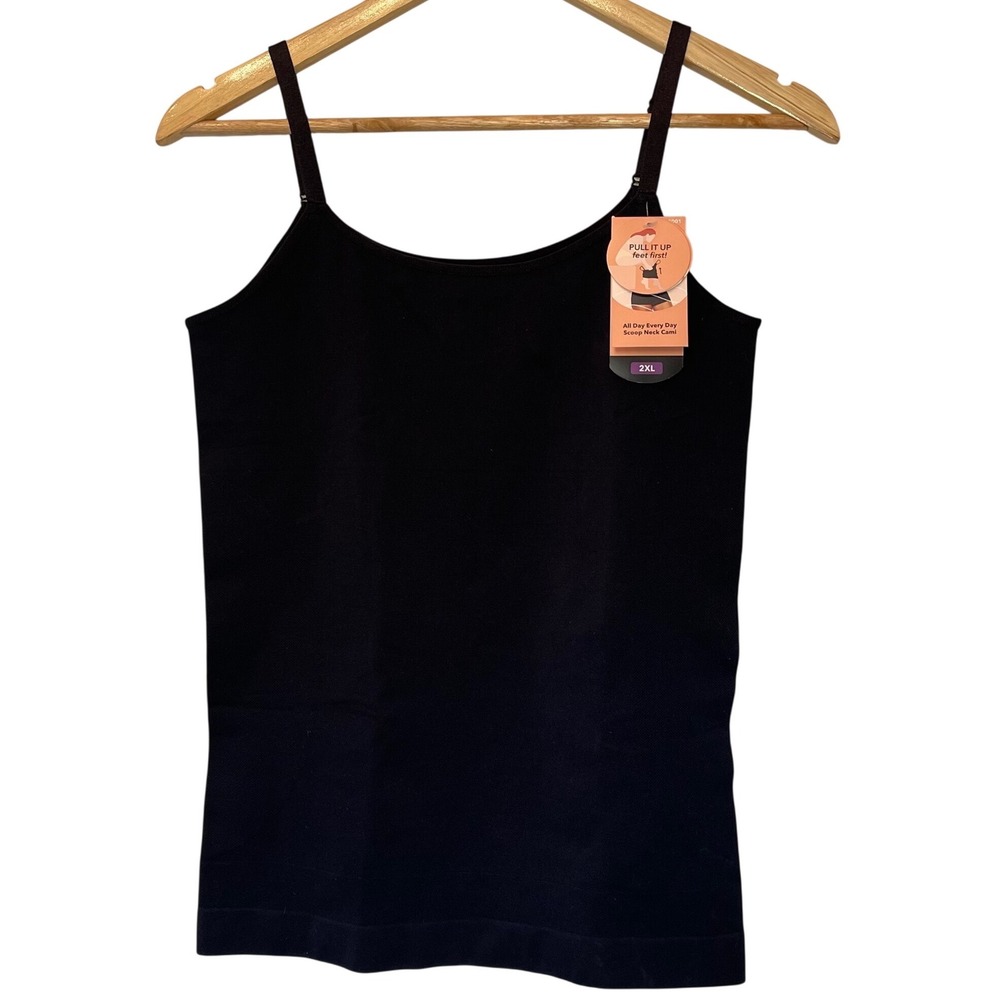 Shapermint Essentials All Day Every Day Scoop Neck Cami Black 2XL Smoothing Plus